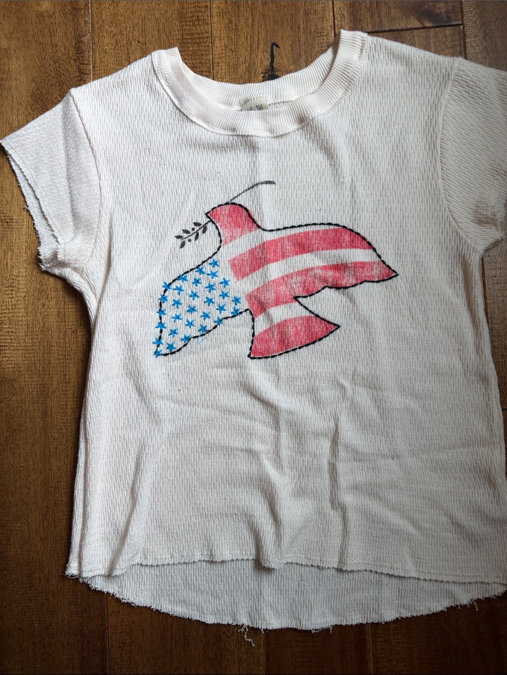 We The Free White Short-Sleeve Tee with Red & Blue Dove Graphic